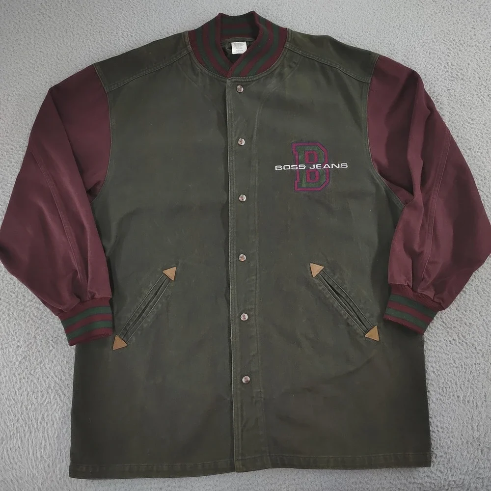 Vintage Boss Jeans Jacket Mens XL Varsity Bomber Made USA 90s Brockhurst